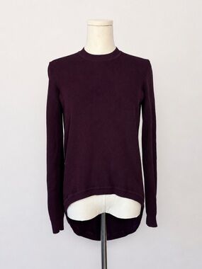 Scanlan Theodore Italian Yarn Dark Violet Ribbed Knit High Low Sweater S/M